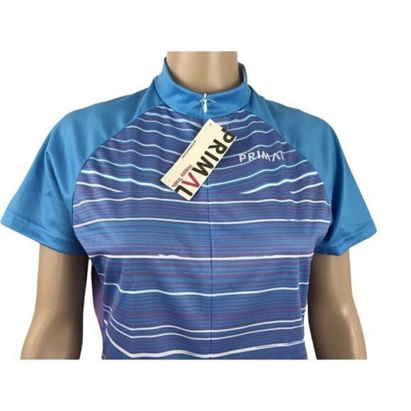 Primal Wear women's cycling bike jersey size large kismet blue striped NWT - Picture 4 of 11